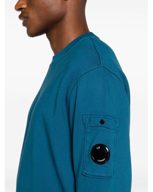 C P Company Blue `Diagonal Fleece` `Lens` Crew-Neck Sweatshirt for men