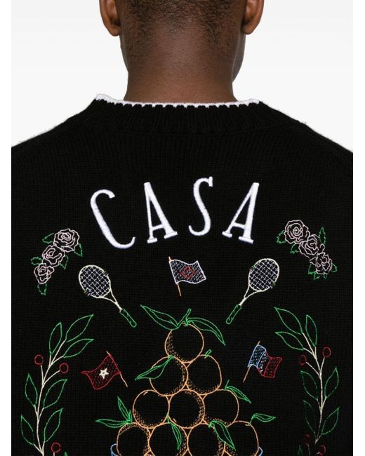 Casablancabrand Black Embroidered `Casa Way` Cardigan for men