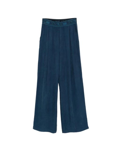 Patrizia Pepe Blue Elastic-Waistband Fluid Palazzo Pants