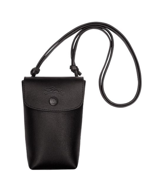 'Le Pliage Xtra' Phone Case With Leather Lace di Longchamp in Black
