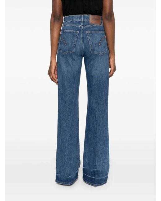 Dondup Blue 'Amber' Wide Leg 5-Pocket Jeans