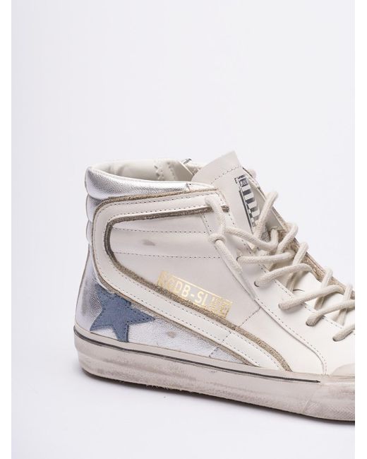 Golden Goose Deluxe Brand White `Slide Penstar` Sneakers