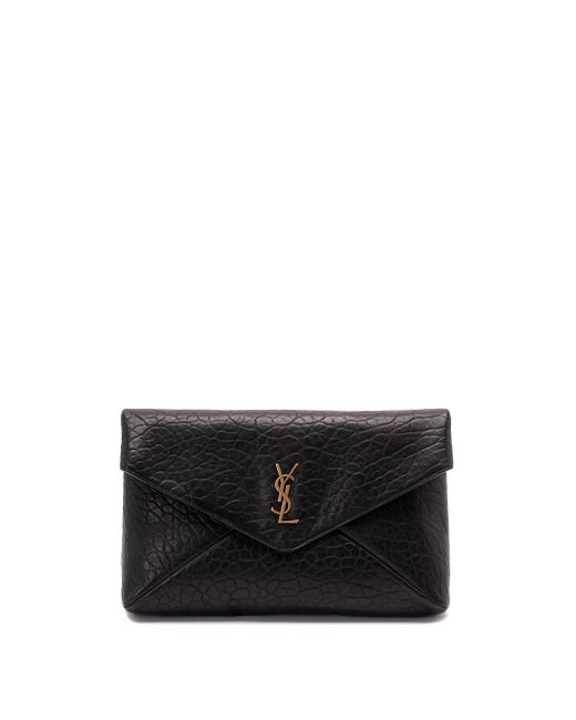 Saint Laurent Black 'Cassandre' Large 'Envelope' Pouch
