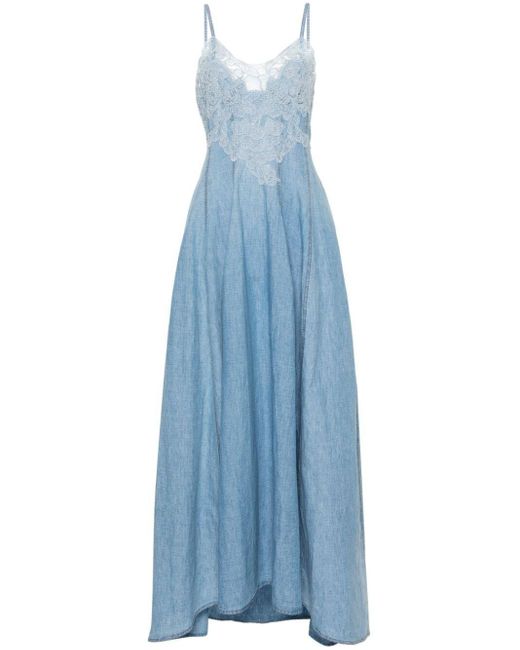 Ermanno Scervino Blue Lace Detail Dress
