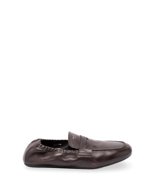 Prada White Shuffle Antiqued Leather Loafers for men