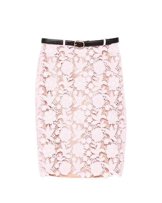 Self-Portrait Pink Lace Midi Skirt