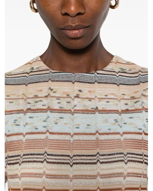 Missoni Gray Mini Dress With Horizontal Stripes