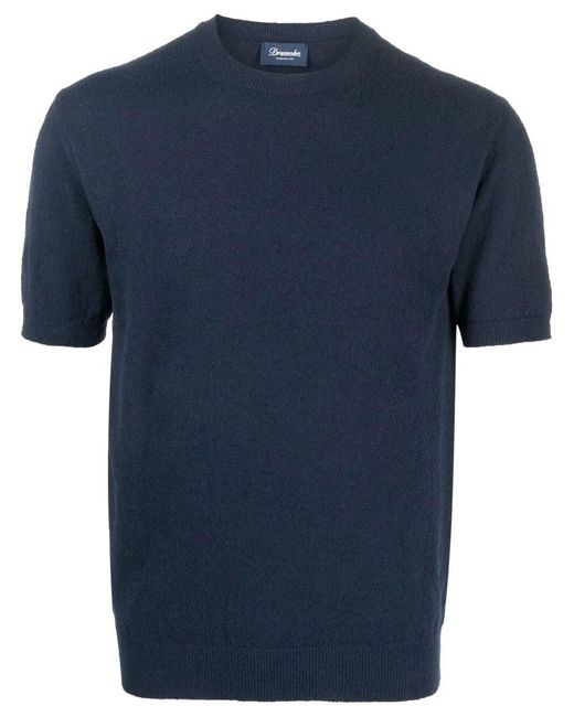 Drumohr Blue Short Sleeve Crew-Neck Sweater for men