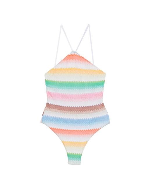 Missoni White Zigzag Swimsuit