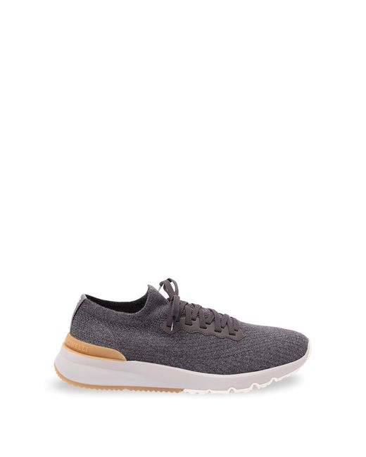 Brunello Cucinelli White Knit Sneakers for men