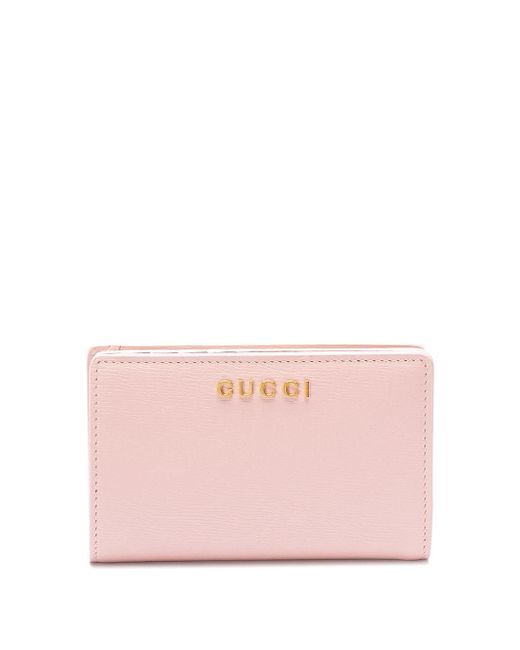 Gucci Pink ` Script` Zip Around Wallet