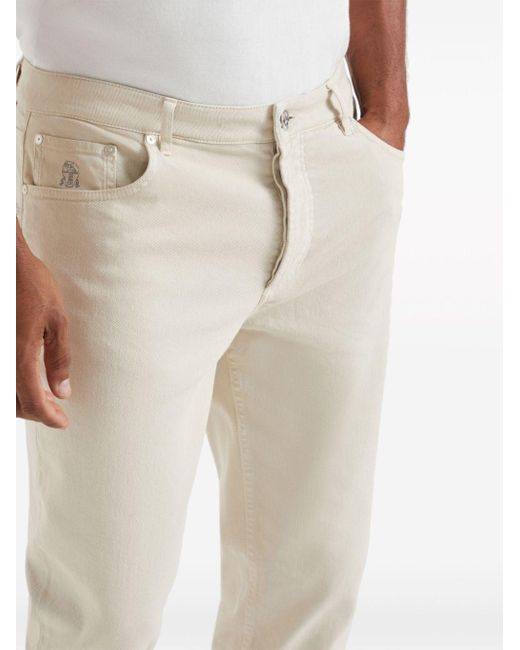 Brunello Cucinelli Natural Straight-leg Stretch-cotton Trousers for men