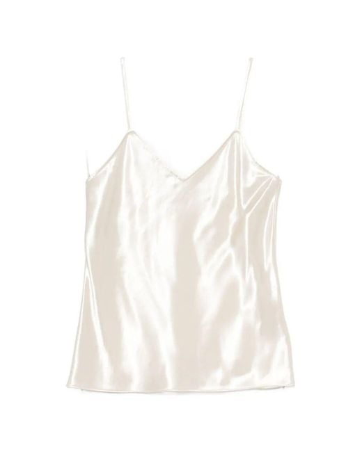 Alberta Ferretti White Shiny Satin Top