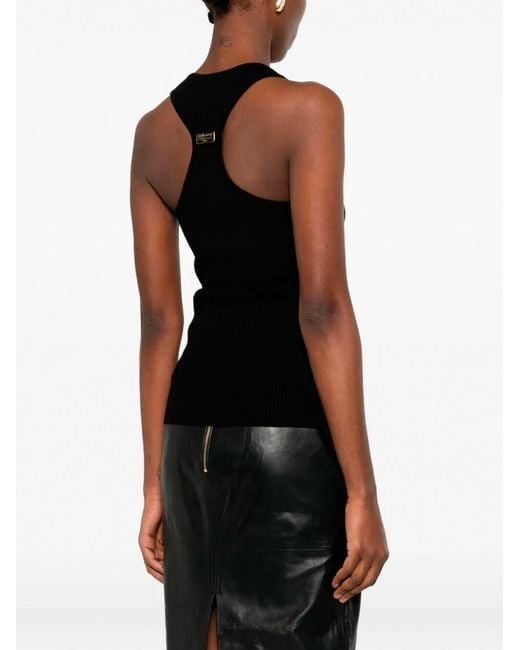 Elisabetta Franchi Black Micro-Braided Knit Top