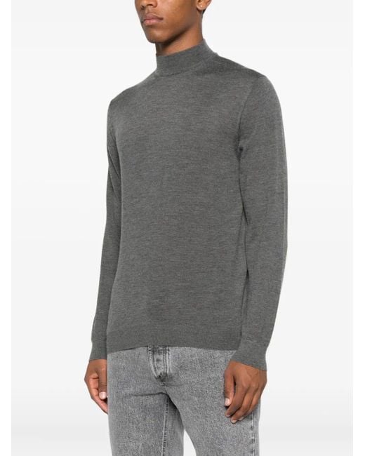 Malo Gray Long Sleeve Mock-Neck Sweater for men