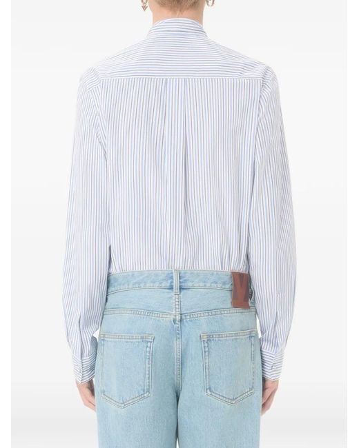 Valentino Garavani Blue 'Vlogo Signature' Striped Shirt for men