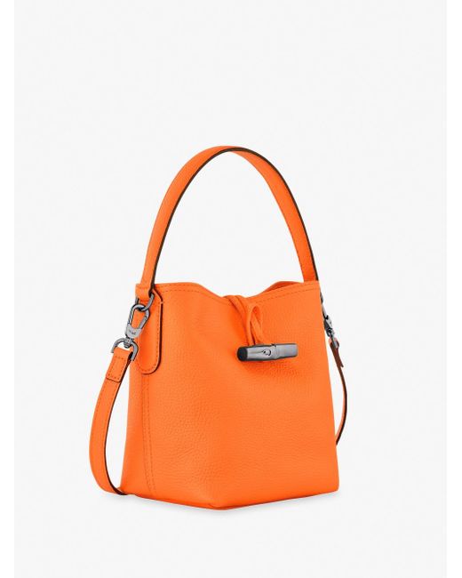 Longchamp Orange `Roseau Essential` Extra Small Bucket Bag