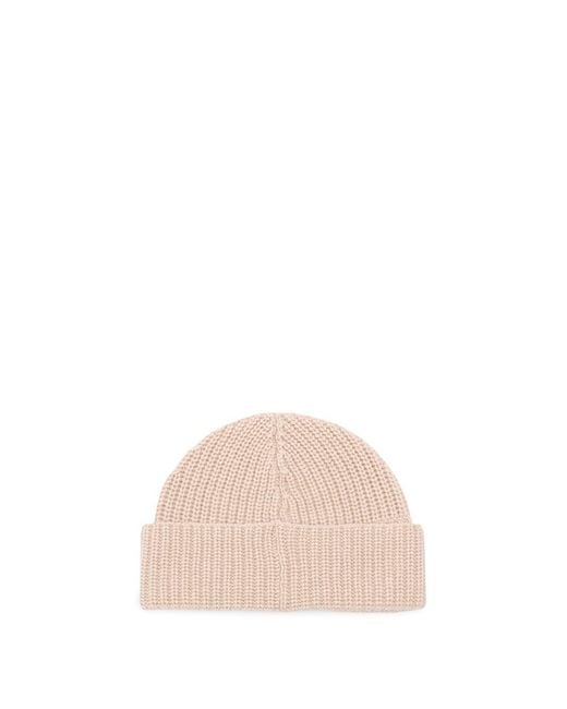 Brunello Cucinelli Pink Cashmere English Rib Knit Beanie for men