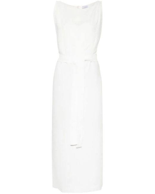 Brunello Cucinelli White Knot-detail Maxi Dress