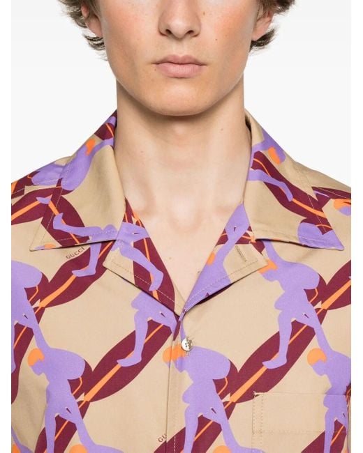 Gucci Pink Printed Poplin Shirt for men