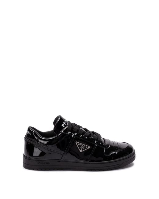 Prada Black Downtown Brand-Plaque Leather Low-Top Trainers for men