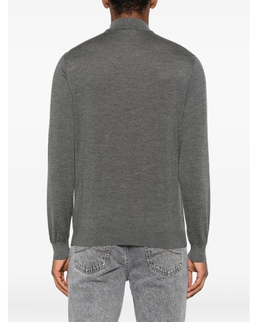 Malo Gray Long Sleeve Mock-Neck Sweater for men