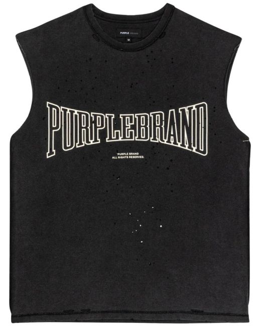 Purple Brand Black Brand Textured Sleeveless T-Shirt for men