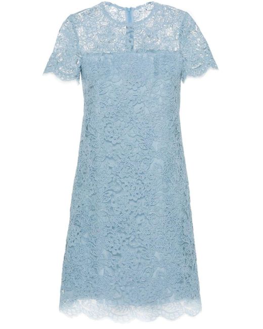 Ermanno Scervino Blue Corded-lace Midi Dress