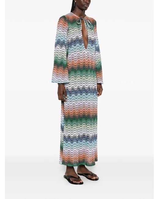 Missoni Blue Zigzag-Knit Cut-Out Maxi Dress