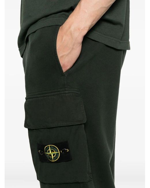 Stone Island Green 'Brushed Organic Cotton' Track Pants for men