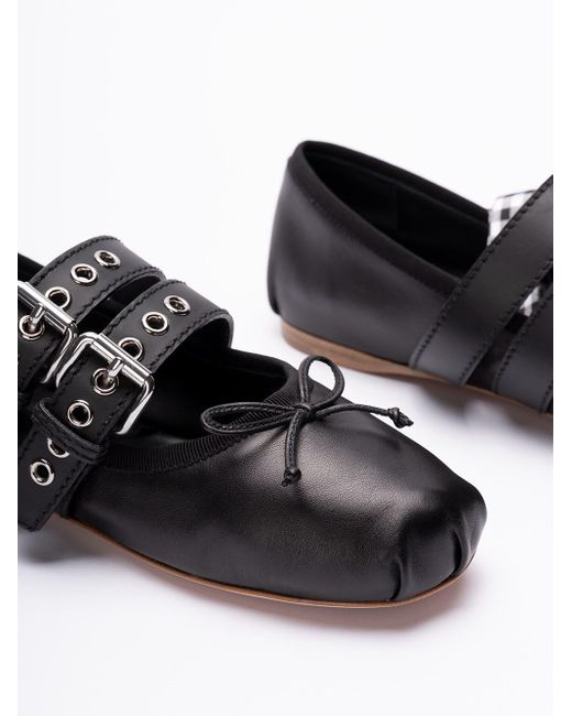 miu miu leather ballerinas with belts