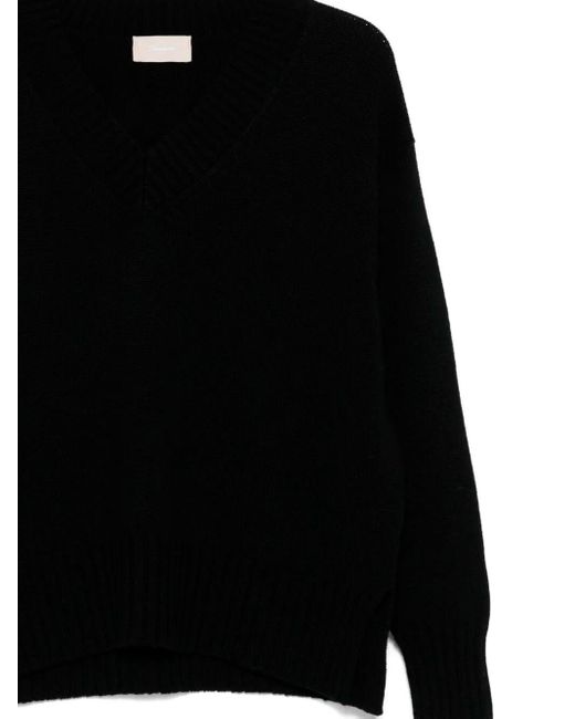 Drumohr Black Long Sleeve V-Neck Sweater