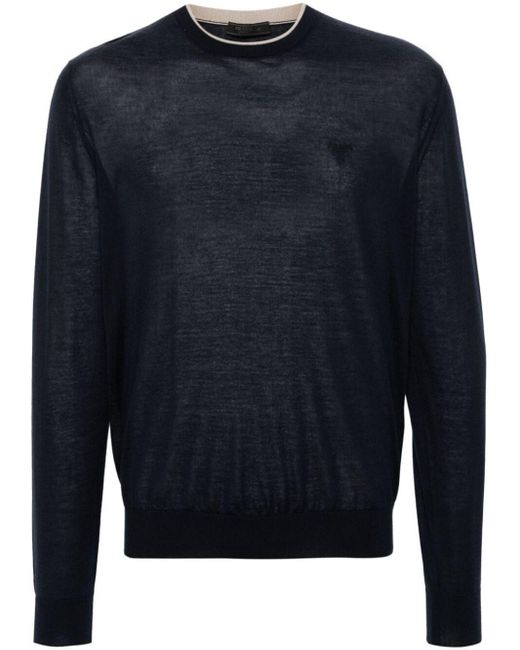 Prada Blue Round-Neck Sweater for men