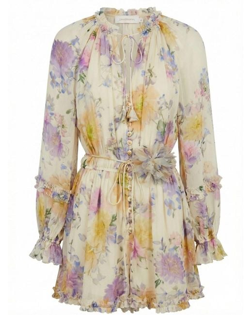 Zimmermann White 'Luna' Ruffle Playsuit
