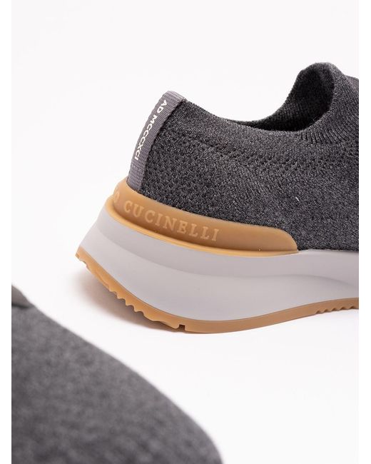 Brunello Cucinelli White Knit Sneakers for men