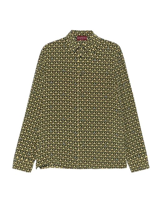 Gucci Green Classic Skinny 'Horsebit' Shirt for men