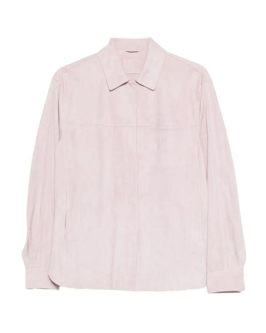 Desa Nineteenseventytwo Pink Leather Shirt Jacket