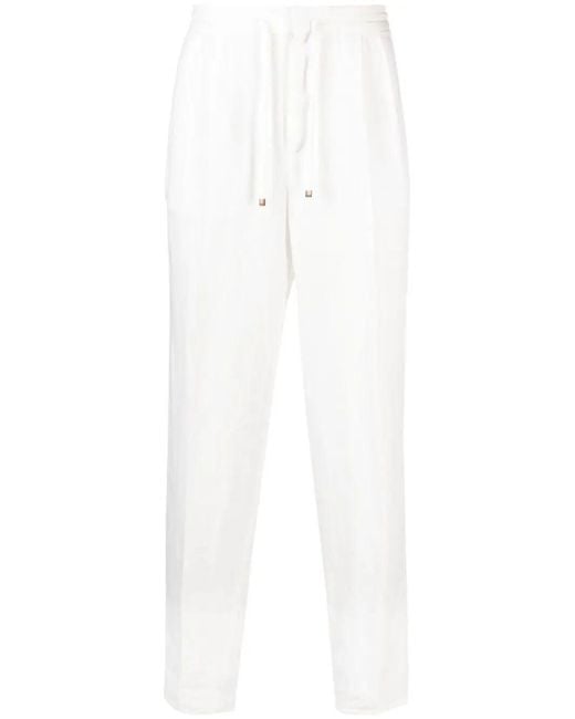 Brunello Cucinelli White Straight-leg Linen Trousers for men