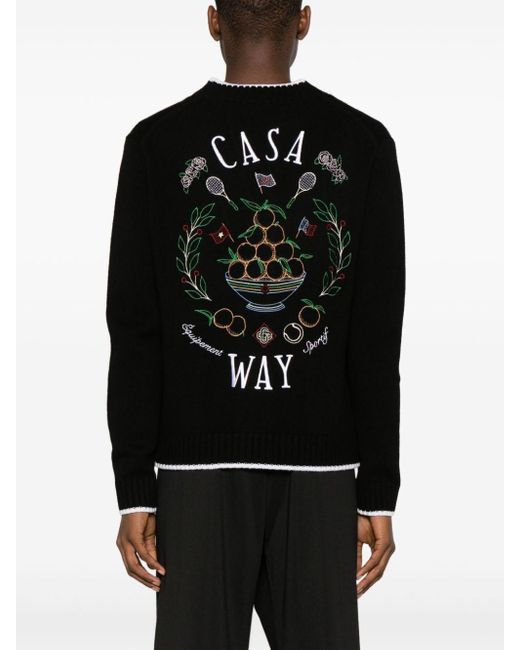 Casablancabrand Black Embroidered `Casa Way` Cardigan for men