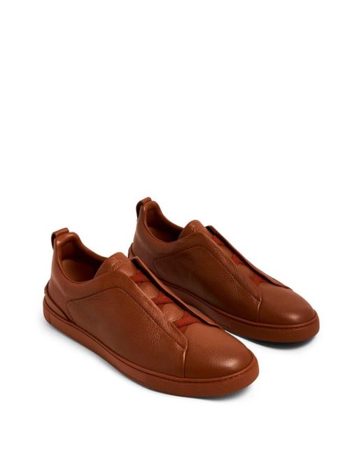 Zegna Brown `triple Stitch` Low-top Sneakers for men