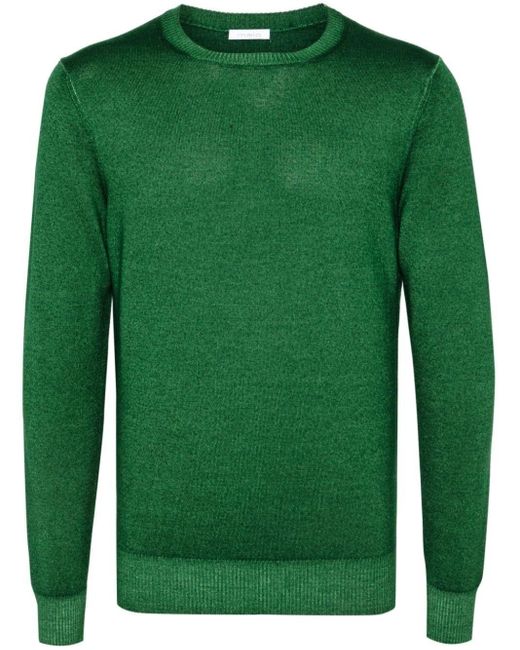 Malo Green Long Sleeve Crew-Neck Sweater for men