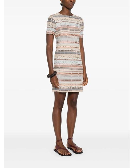 Missoni Gray Mini Dress With Horizontal Stripes