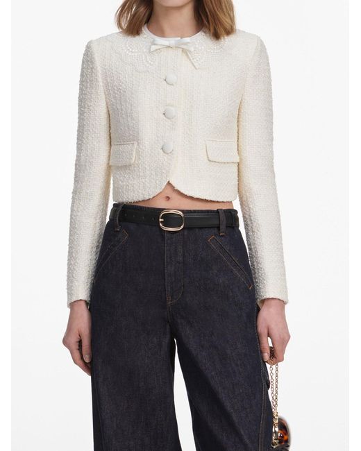 Self-Portrait White Boucle Lace Collar Jacket