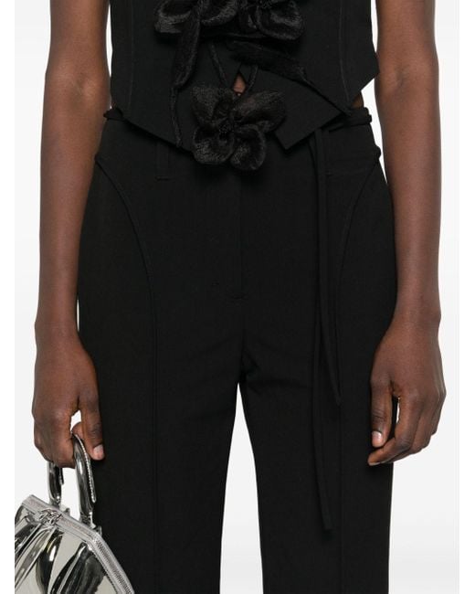 ROTATE BIRGER CHRISTENSEN Black Flared Long Pants With Flower