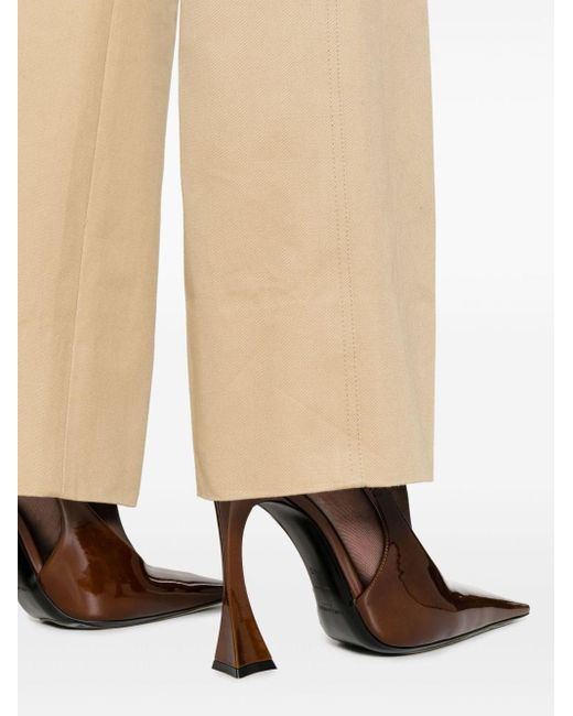 Saint Laurent Natural Straight-Leg Cotton Trousers