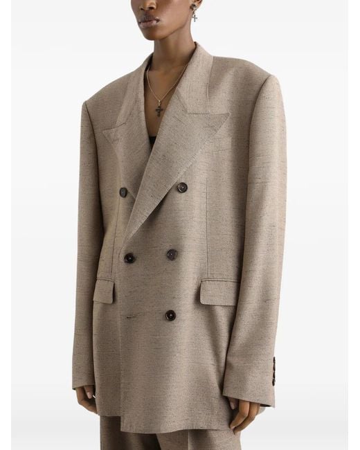Dolce & Gabbana Natural Sicilia Tweed Double Breasted Jacket