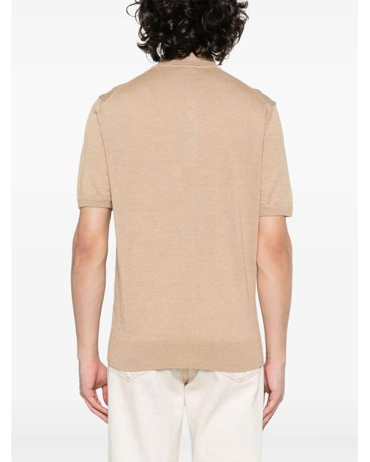 Drumohr Natural Buttoned Polo With Logo for men