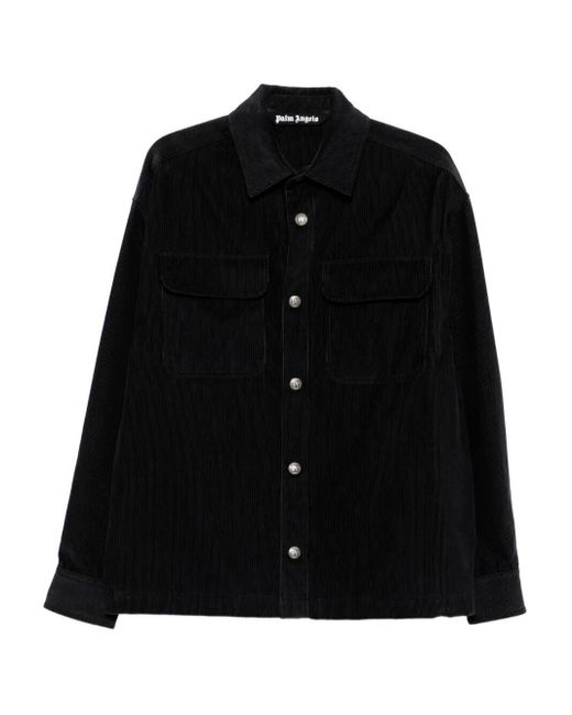 Palm Angels Black 'Classic Logo' Cord Overshirt for men