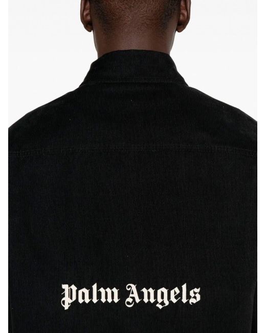 Palm Angels Black 'Classic Logo' Cord Overshirt for men
