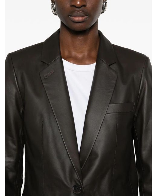 Desa Nineteenseventytwo Black Leather Classic Blazer